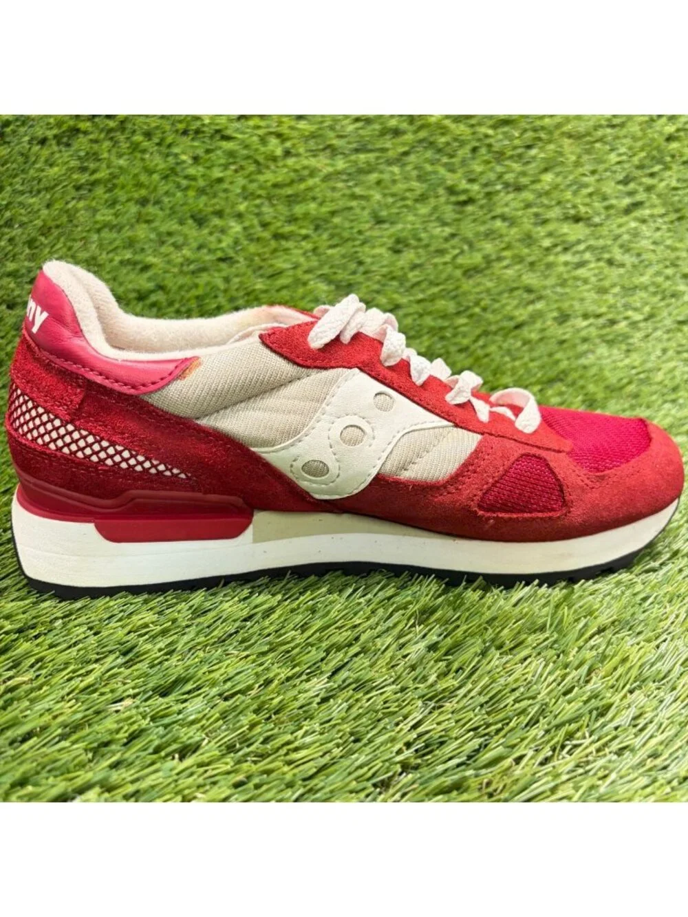 Saucony Shadow Original Mens Size 6.5 Red Sand Athletic Running Shoes Sneakers